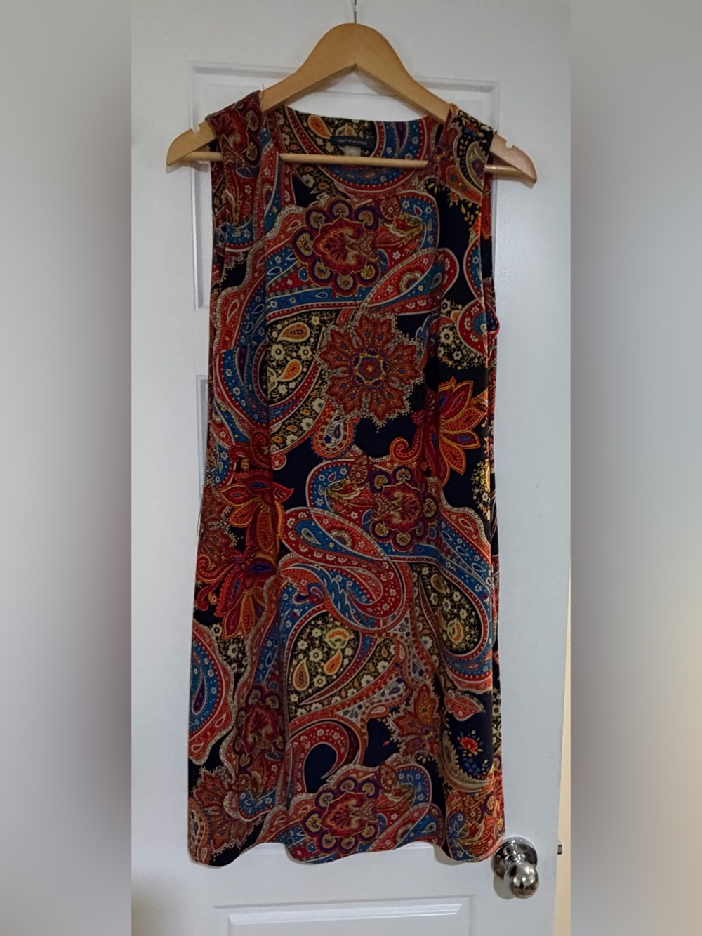 Tommy Hilfiger Size 12 Paisley Sleeveless Shift Dress Multicolor
